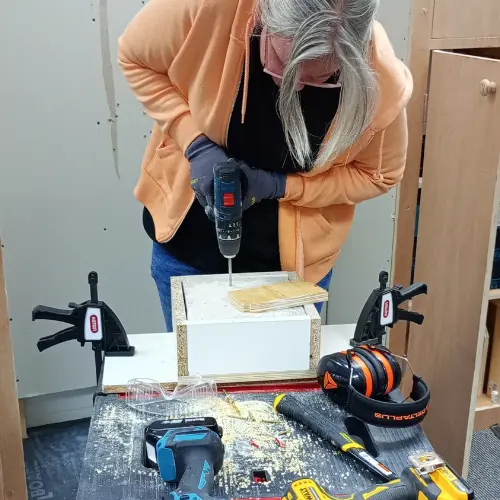 Learning to drill on our DIY "Next Steps" Course